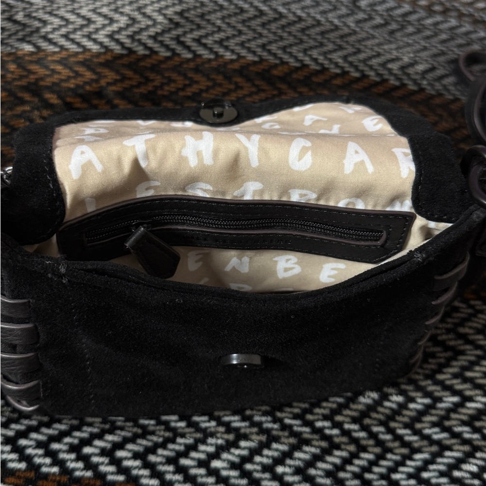 Aimee Kestenberg Black Suede Shoulder Bag with Wrapped Handle - Picture 7 of 7